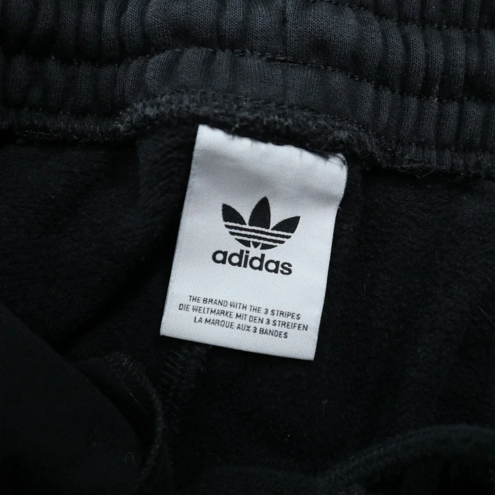 Adidas Joggers Mens Small Black Trefoil Fleece Sweatpants Modern Zip Pockets